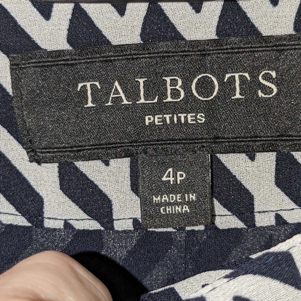Talbots 4P Petite pleated skirt fully lined Navy & white Sheer Polyester - Picture 11 of 12